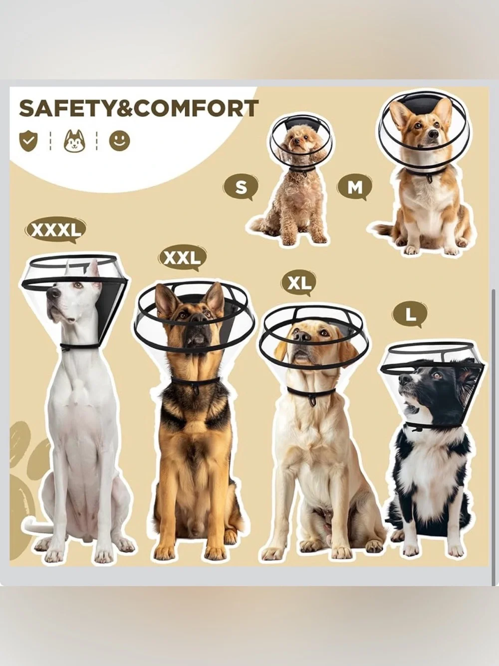 Transparent Dog Cone Collar for After Surgery,Dog Alternative Cones -XXL